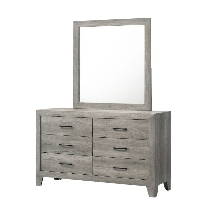 Ensemble de chambre à coucher rustique sur plateforme en bois flotté gris, 3 pièces, 1-2 personnes