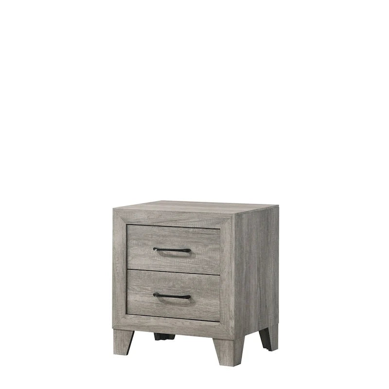Ensemble de chambre à coucher rustique sur plateforme en bois flotté gris, 3 pièces, 1-2 personnes