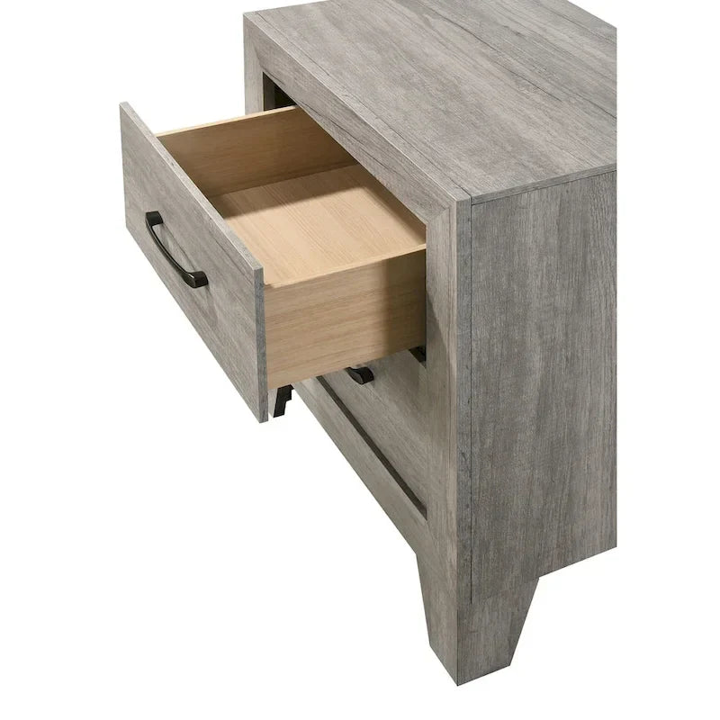 Ensemble de chambre à coucher rustique sur plateforme en bois flotté gris, 3 pièces, 1-2 personnes