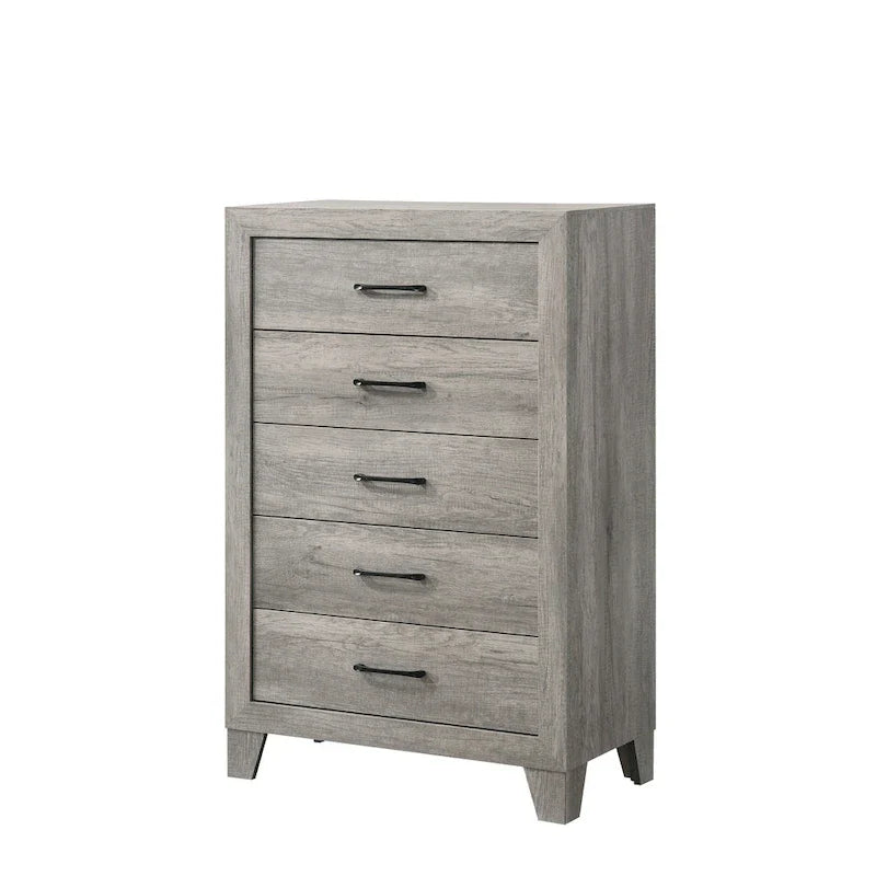 Ensemble de chambre à coucher rustique sur plateforme en bois flotté gris, 3 pièces, 1-2 personnes