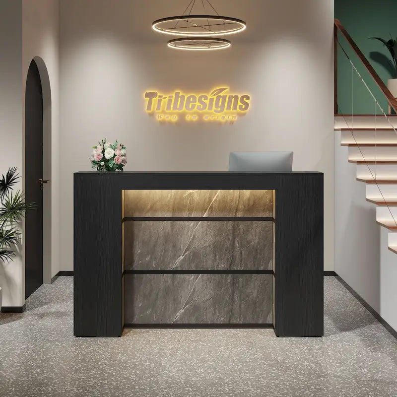 Bureau d'angle en L (1 personne) avec bande LED et panneau d'intimité, Blanc+Marron / Noir+Marron / Marron+Noir