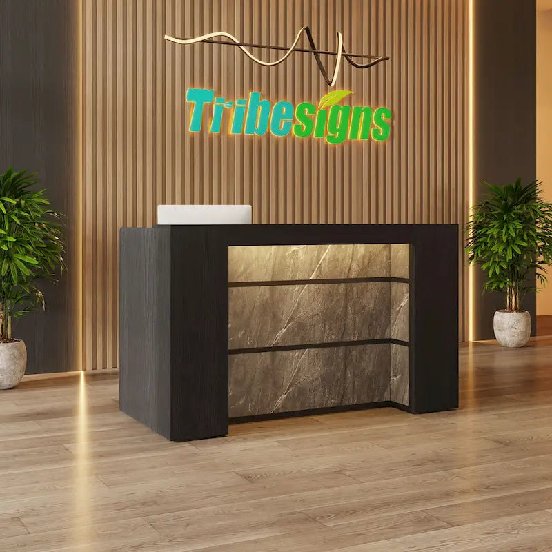 Bureau d'angle en L (1 personne) avec bande LED et panneau d'intimité, Blanc+Marron / Noir+Marron / Marron+Noir