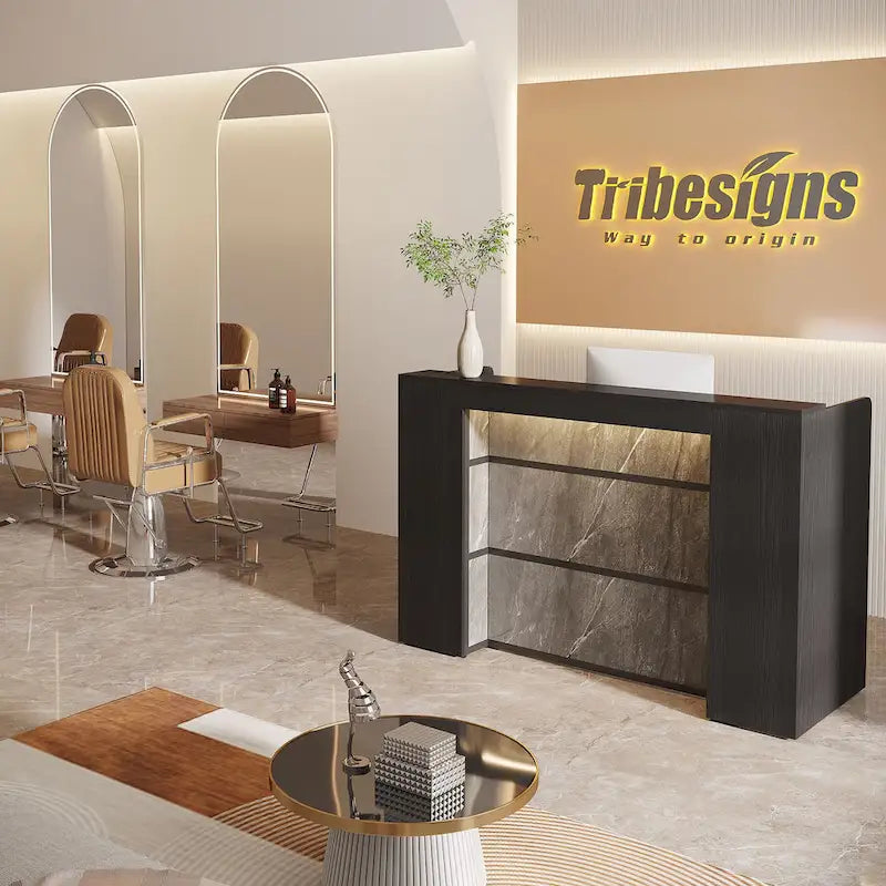 Bureau d'angle en L (1 personne) avec bande LED et panneau d'intimité, Blanc+Marron / Noir+Marron / Marron+Noir