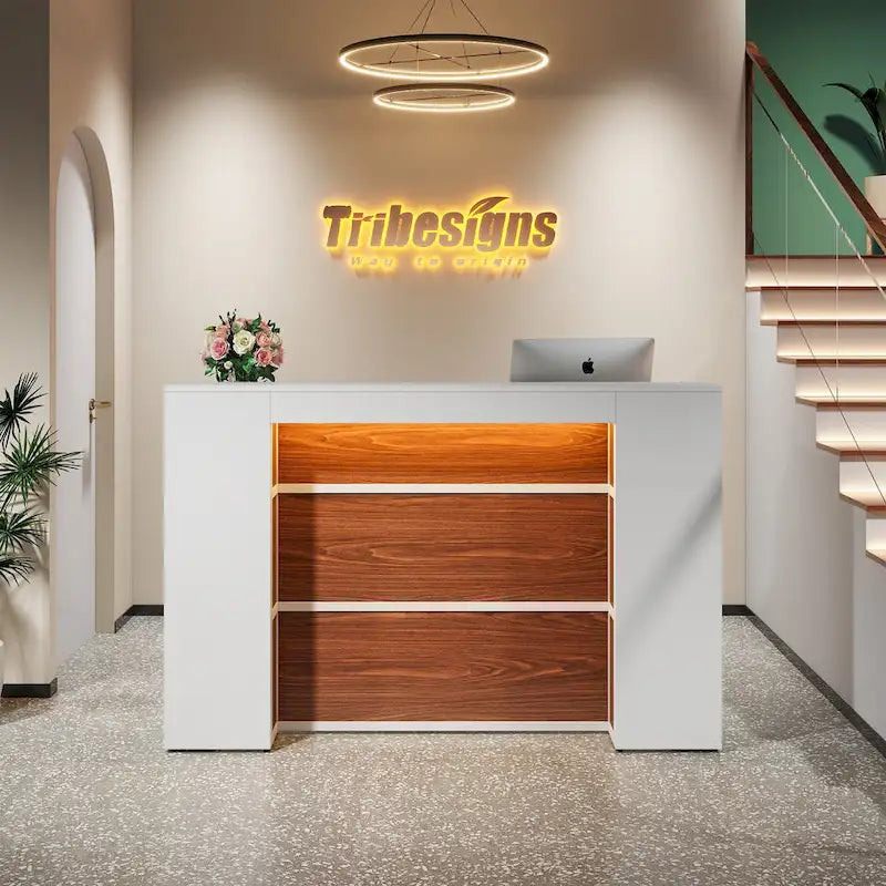 Bureau d'angle en L (1 personne) avec bande LED et panneau d'intimité, Blanc+Marron / Noir+Marron / Marron+Noir