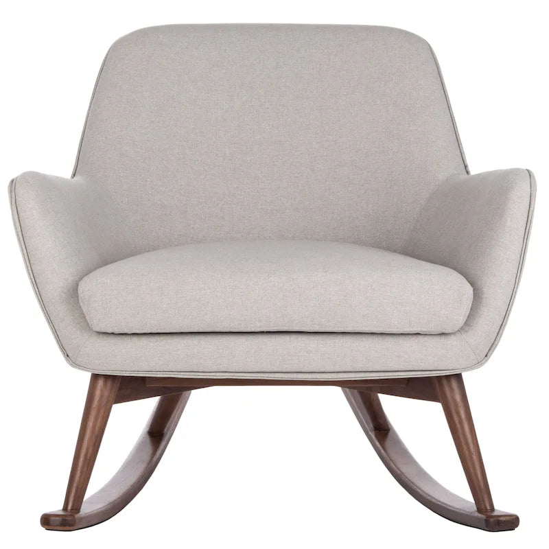 Fauteuil à bascule du milieu du siècle, Gris clair / Avoine / Bleu marine, Lin, 1 place