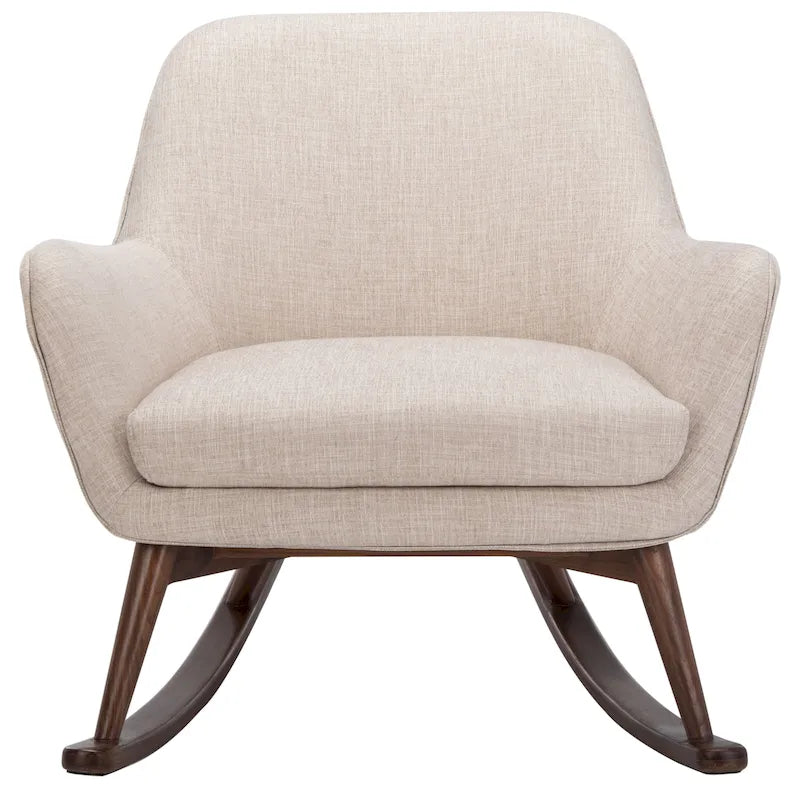 Fauteuil à bascule du milieu du siècle, Gris clair / Avoine / Bleu marine, Lin, 1 place