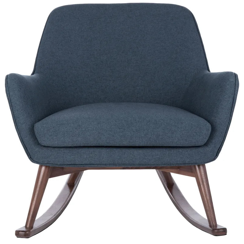 Fauteuil à bascule du milieu du siècle, Gris clair / Avoine / Bleu marine, Lin, 1 place