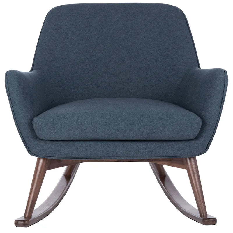 Fauteuil à bascule du milieu du siècle, Gris clair / Avoine / Bleu marine, Lin, 1 place