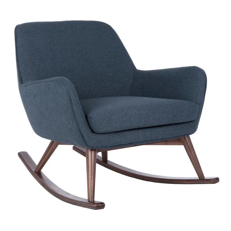 Fauteuil à bascule du milieu du siècle, Gris clair / Avoine / Bleu marine, Lin, 1 place