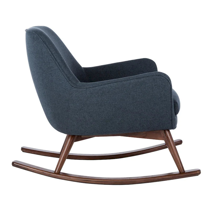 Fauteuil à bascule du milieu du siècle, Gris clair / Avoine / Bleu marine, Lin, 1 place