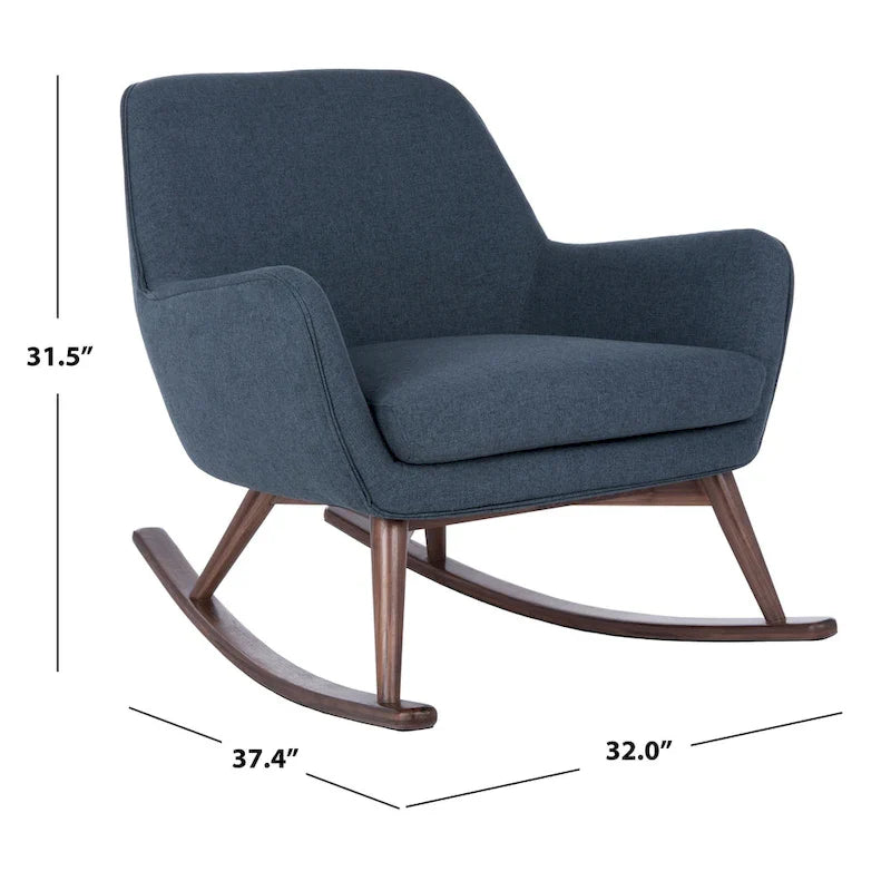 Fauteuil à bascule du milieu du siècle, Gris clair / Avoine / Bleu marine, Lin, 1 place