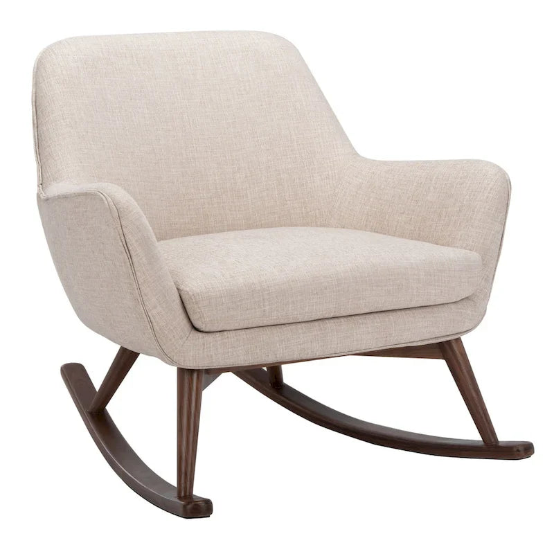 Fauteuil à bascule du milieu du siècle, Gris clair / Avoine / Bleu marine, Lin, 1 place