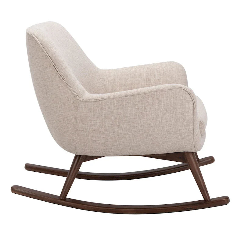 Fauteuil à bascule du milieu du siècle, Gris clair / Avoine / Bleu marine, Lin, 1 place