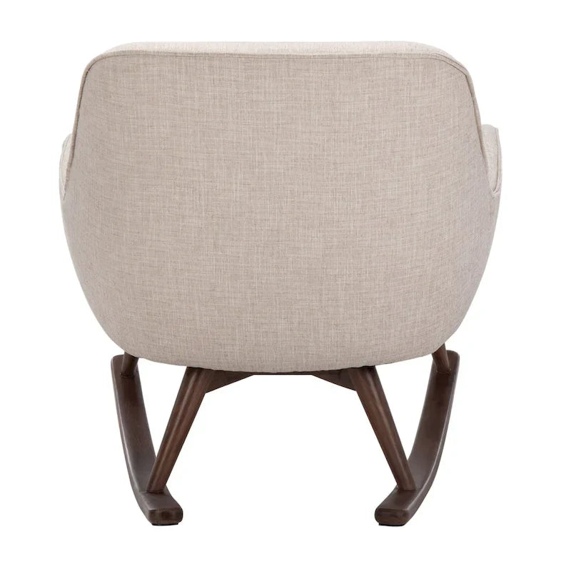 Fauteuil à bascule du milieu du siècle, Gris clair / Avoine / Bleu marine, Lin, 1 place