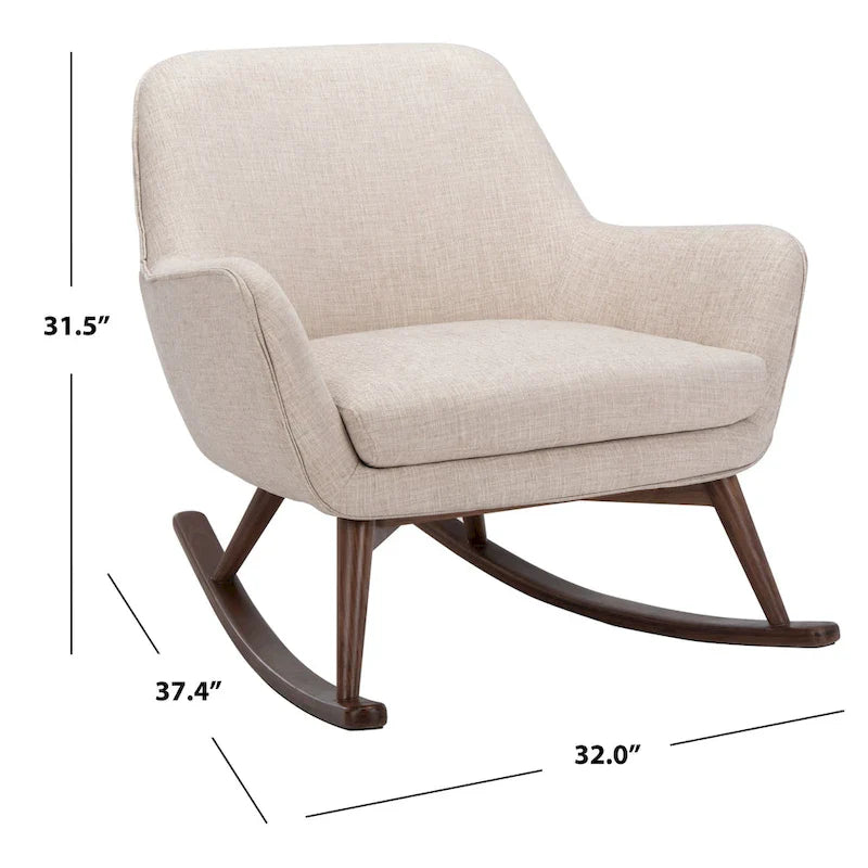 Fauteuil à bascule du milieu du siècle, Gris clair / Avoine / Bleu marine, Lin, 1 place