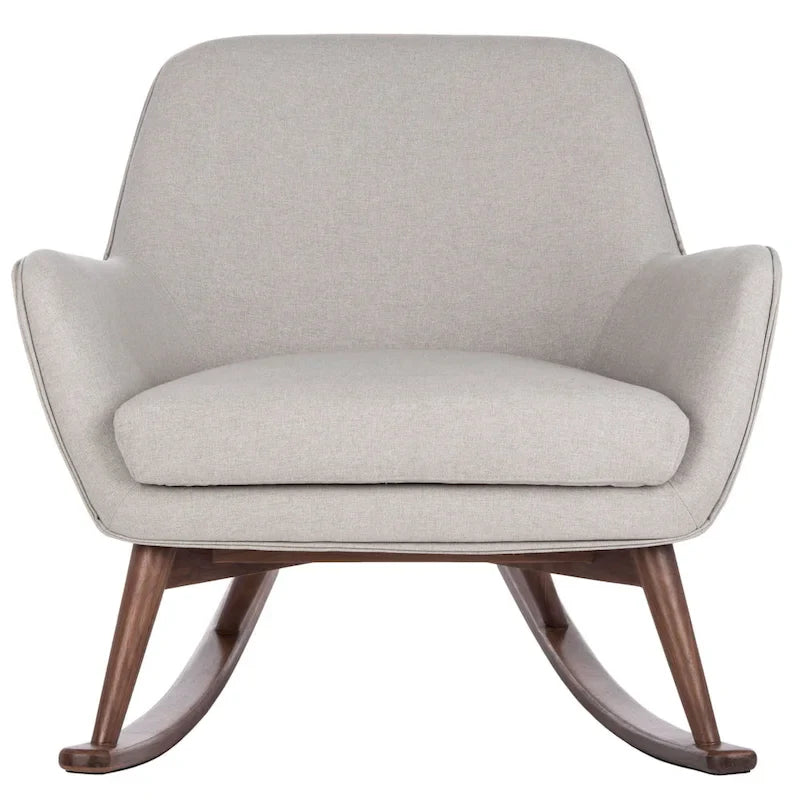 Fauteuil à bascule du milieu du siècle, Gris clair / Avoine / Bleu marine, Lin, 1 place