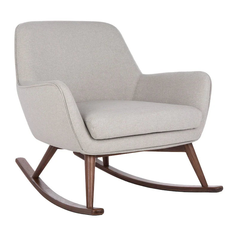 Fauteuil à bascule du milieu du siècle, Gris clair / Avoine / Bleu marine, Lin, 1 place