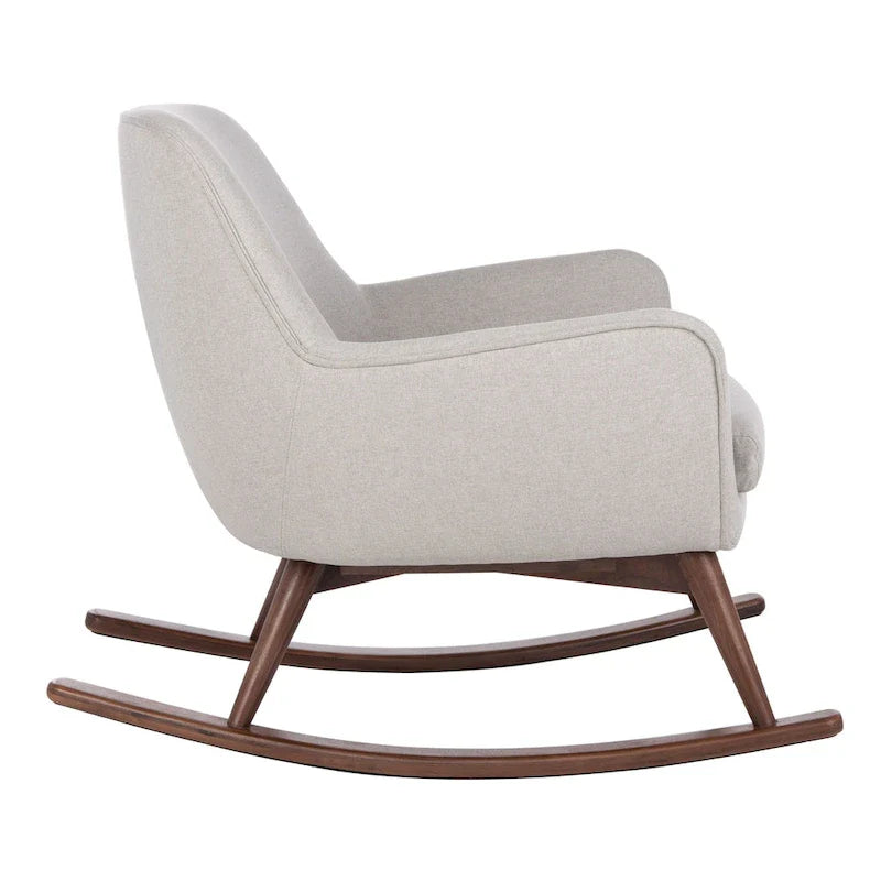 Fauteuil à bascule du milieu du siècle, Gris clair / Avoine / Bleu marine, Lin, 1 place