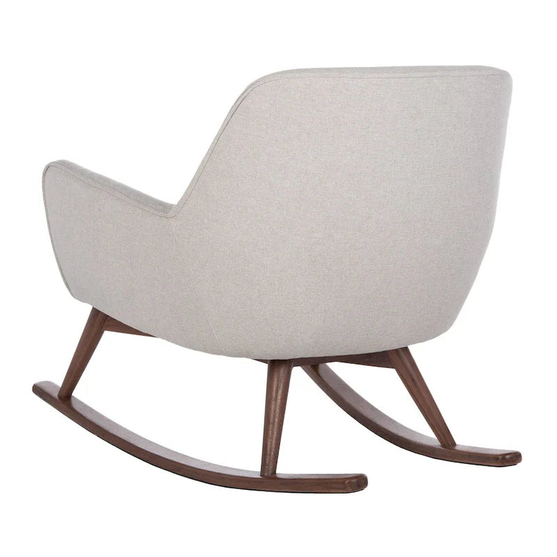 Fauteuil à bascule du milieu du siècle, Gris clair / Avoine / Bleu marine, Lin, 1 place