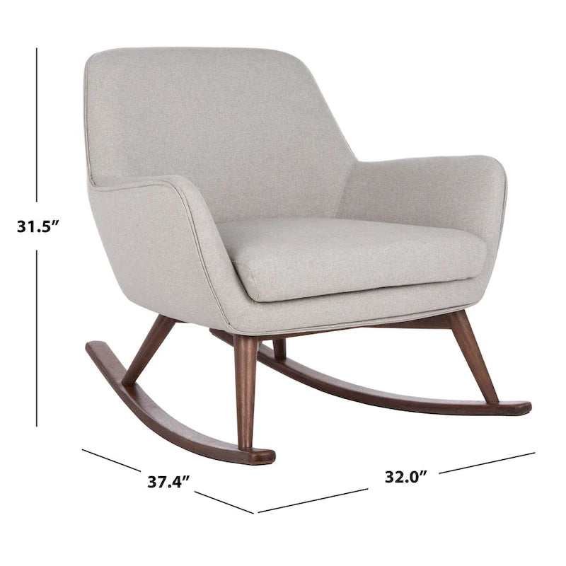 Fauteuil à bascule du milieu du siècle, Gris clair / Avoine / Bleu marine, Lin, 1 place