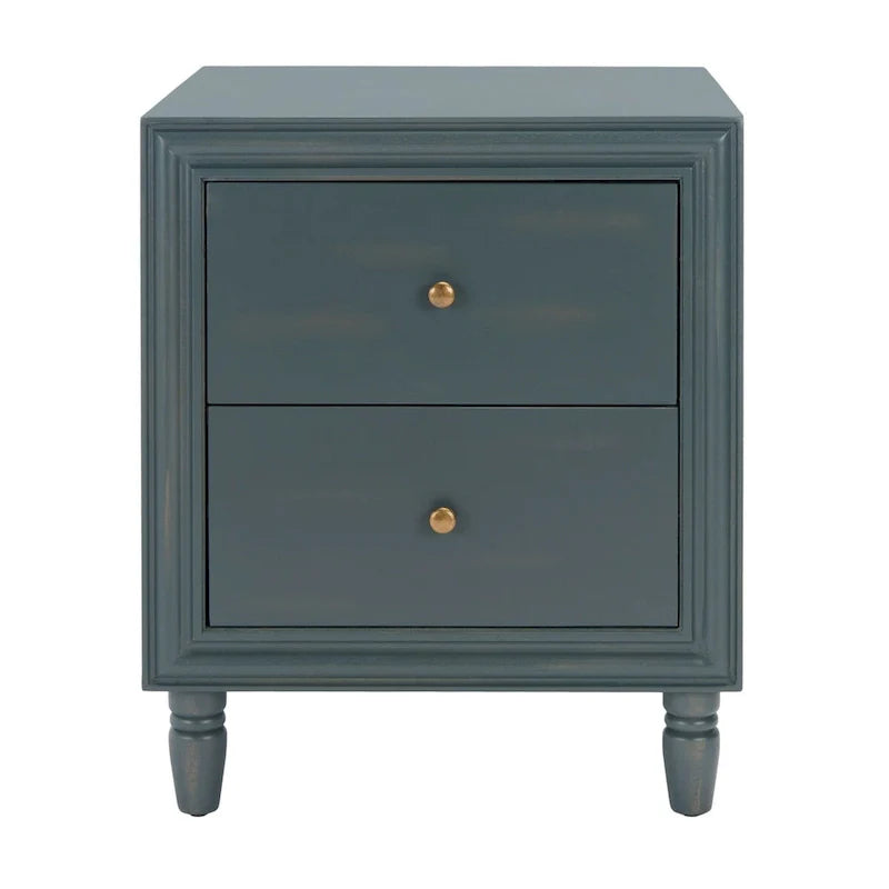 Table de chevet à 2 tiroirs Teal Foncé / Gris Cendré, 56 cm (L) x 56 cm (P) x 66 cm (H), Unité