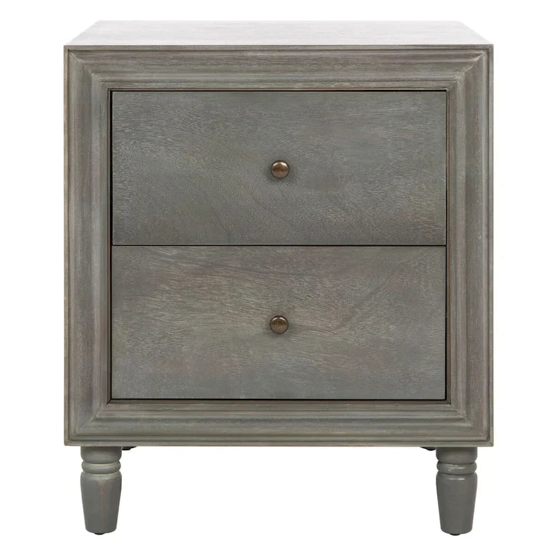 Table de chevet à 2 tiroirs Teal Foncé / Gris Cendré, 56 cm (L) x 56 cm (P) x 66 cm (H), Unité