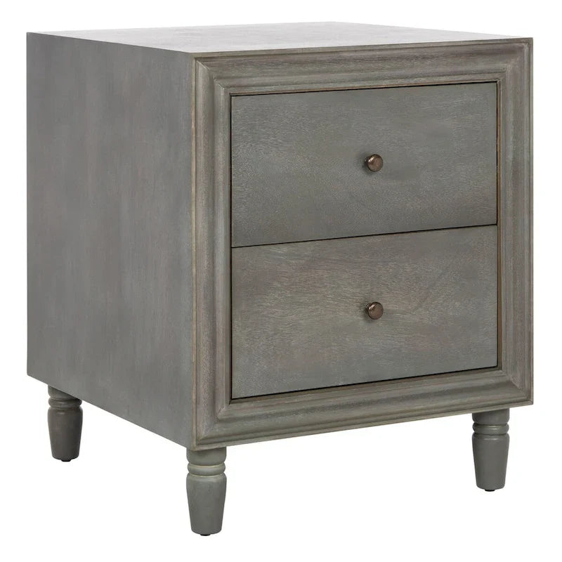 Table de chevet à 2 tiroirs Teal Foncé / Gris Cendré, 56 cm (L) x 56 cm (P) x 66 cm (H), Unité