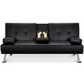 Canapé-lit futon en similicuir, inclinable, 3 places – Noir / Marron / Gris / Expresso / Blanc
