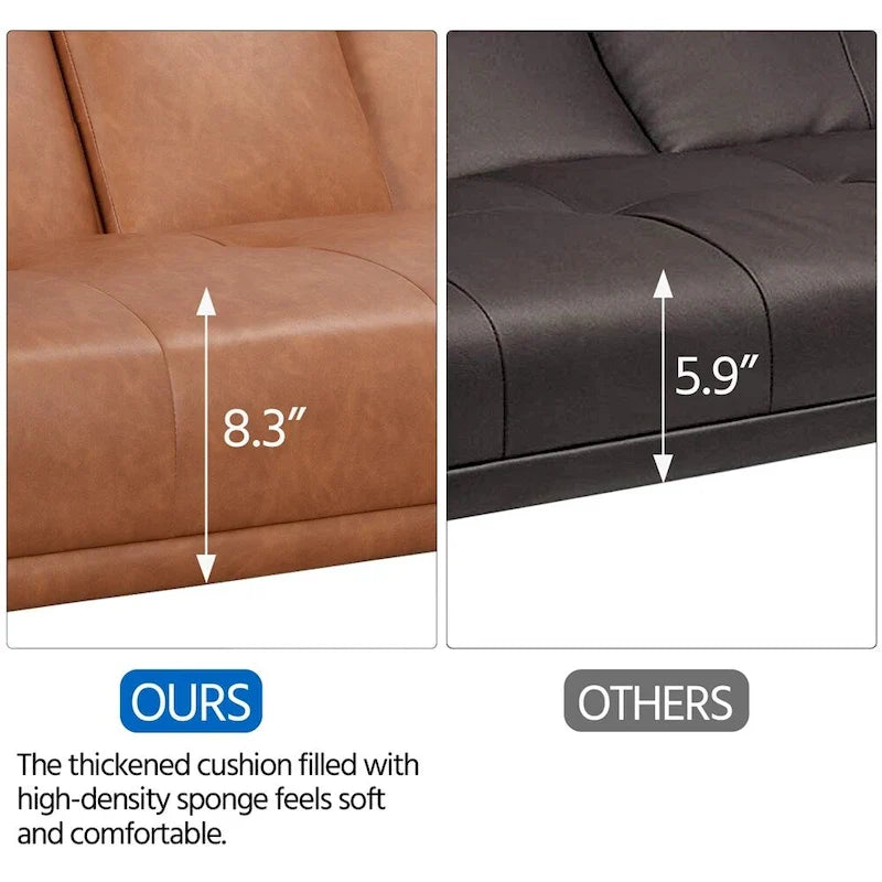 Canapé-lit futon en similicuir, inclinable, 3 places – Noir / Marron / Gris / Expresso / Blanc