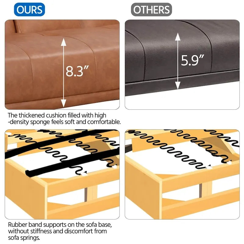 Canapé-lit futon en similicuir, inclinable, 3 places – Noir / Marron / Gris / Expresso / Blanc