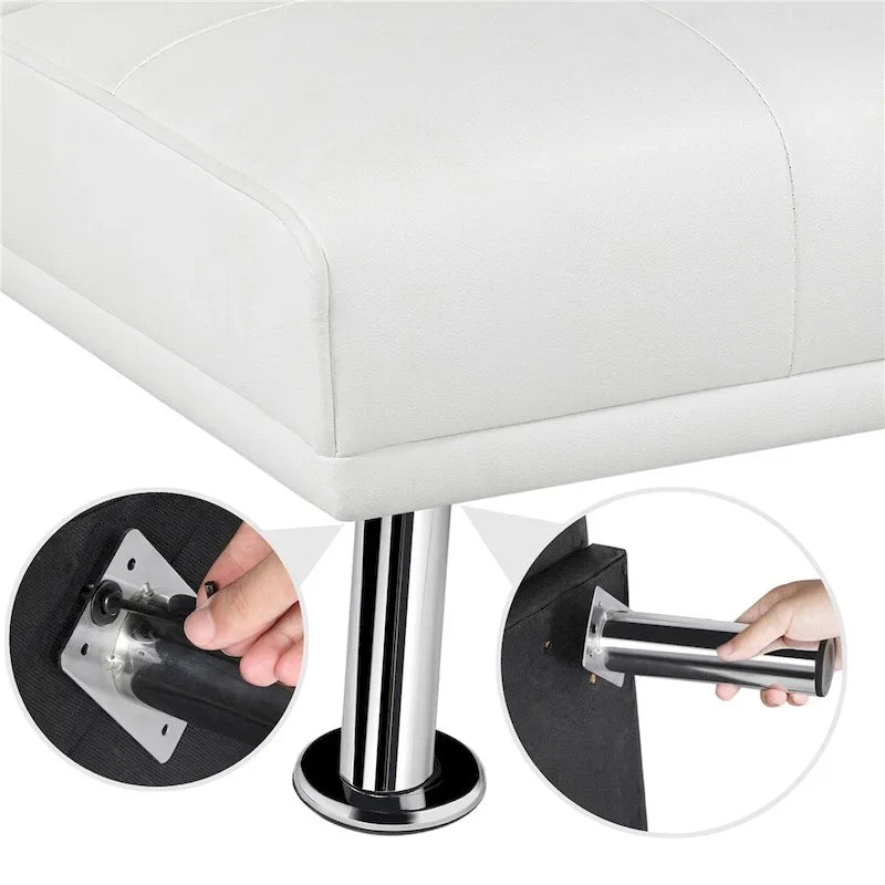 Canapé-lit futon en similicuir, inclinable, 3 places – Noir / Marron / Gris / Expresso / Blanc
