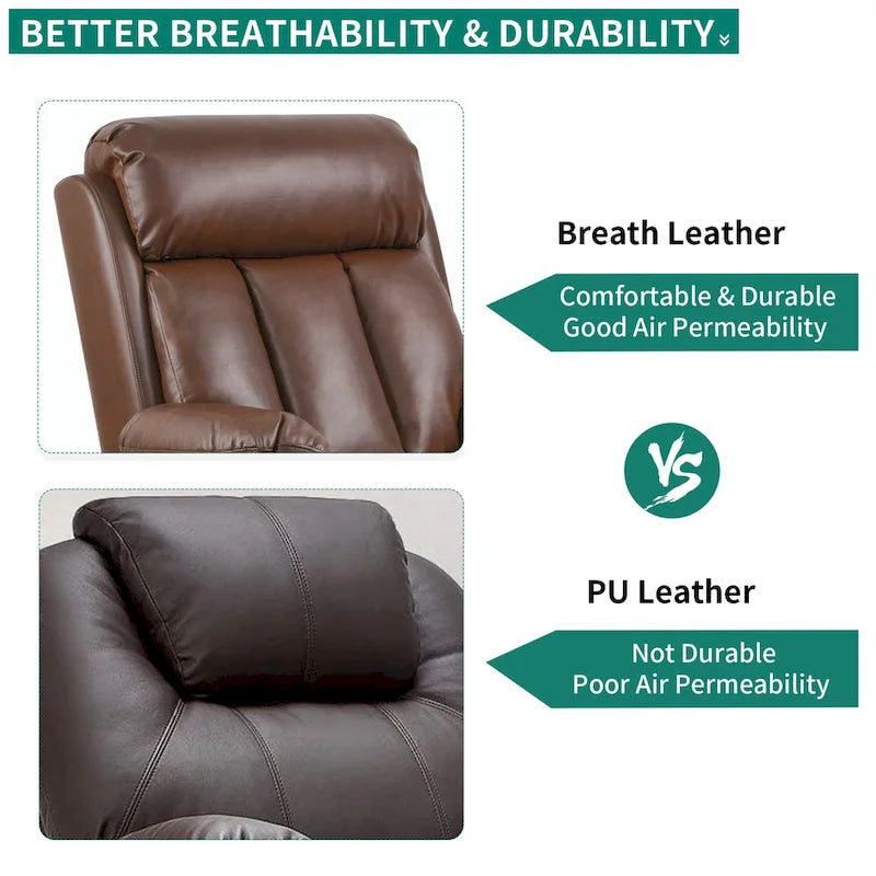 Fauteuil inclinable massant et releveur en similicuir, simple