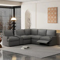 Canapé d'angle inclinable électrique 4 places gris foncé/beige