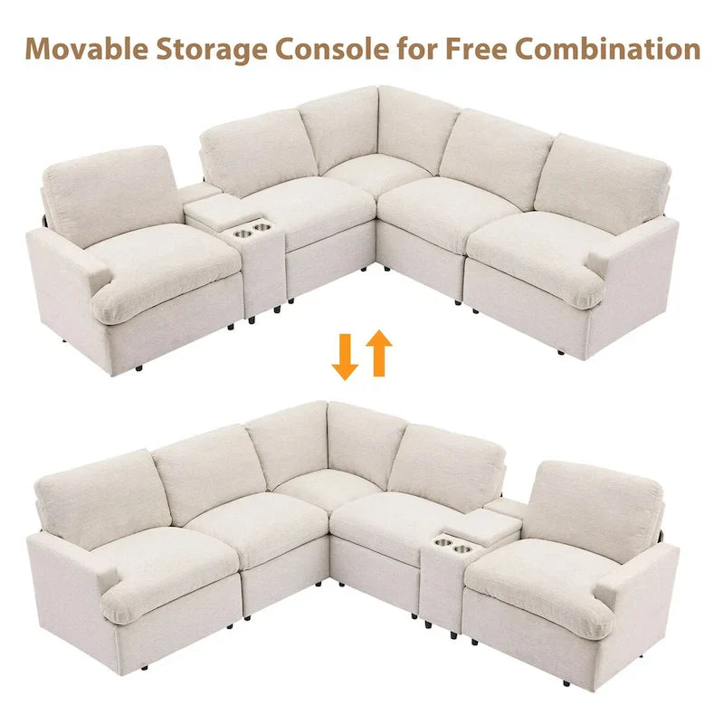Canapé d'angle inclinable électrique 4 places gris foncé/beige
