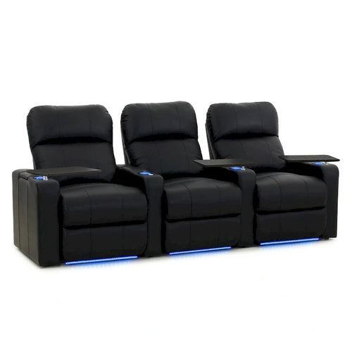 Sièges de cinéma maison inclinables en cuir noir, rangée de 3