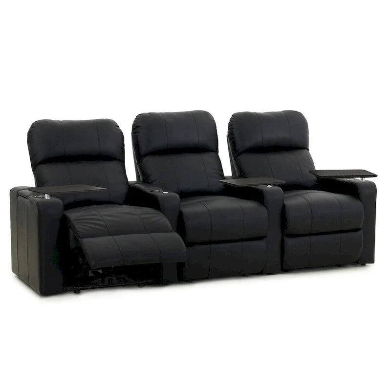 Sièges de cinéma maison inclinables en cuir noir, rangée de 3