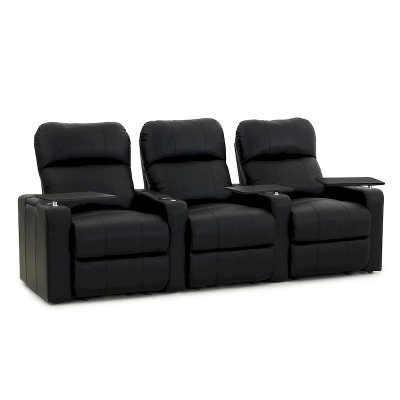Sièges de cinéma maison inclinables en cuir noir, rangée de 3