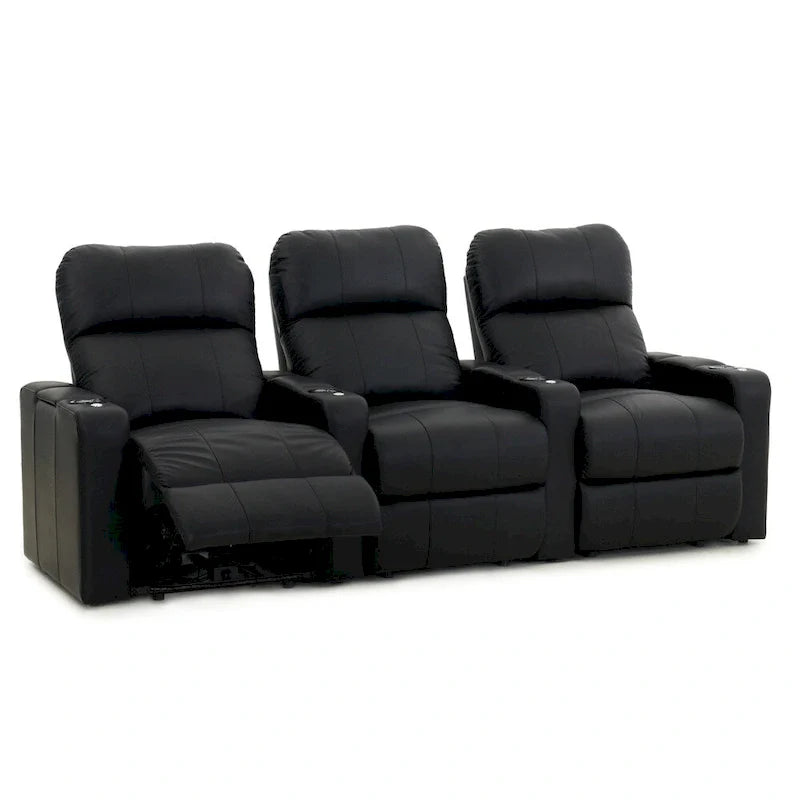 Sièges de cinéma maison inclinables en cuir noir, rangée de 3