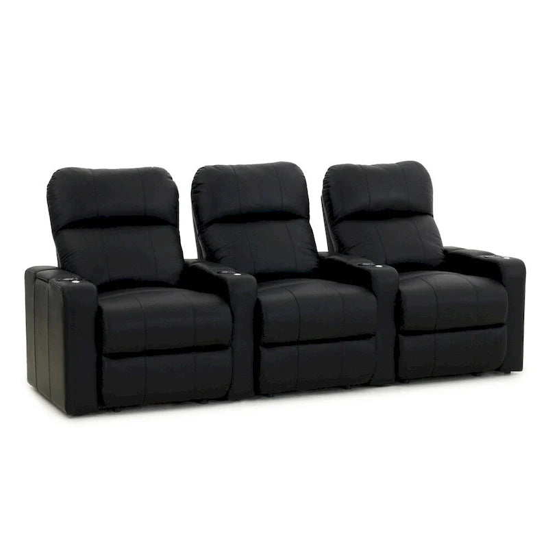 Sièges de cinéma maison inclinables en cuir noir, rangée de 3
