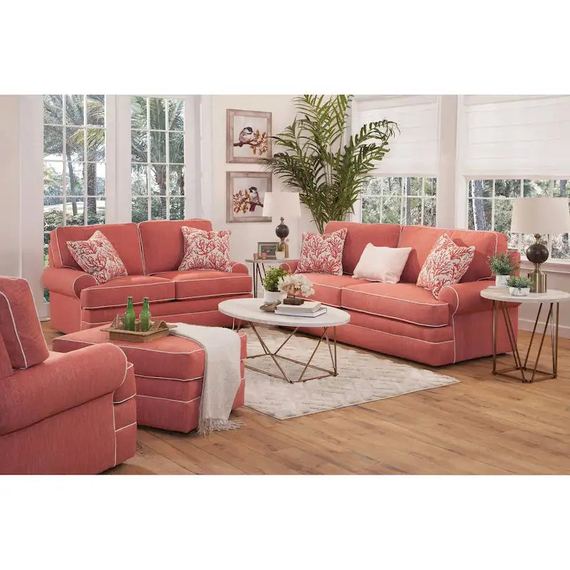 Causeuse corail orangé style bord de mer, 2 places