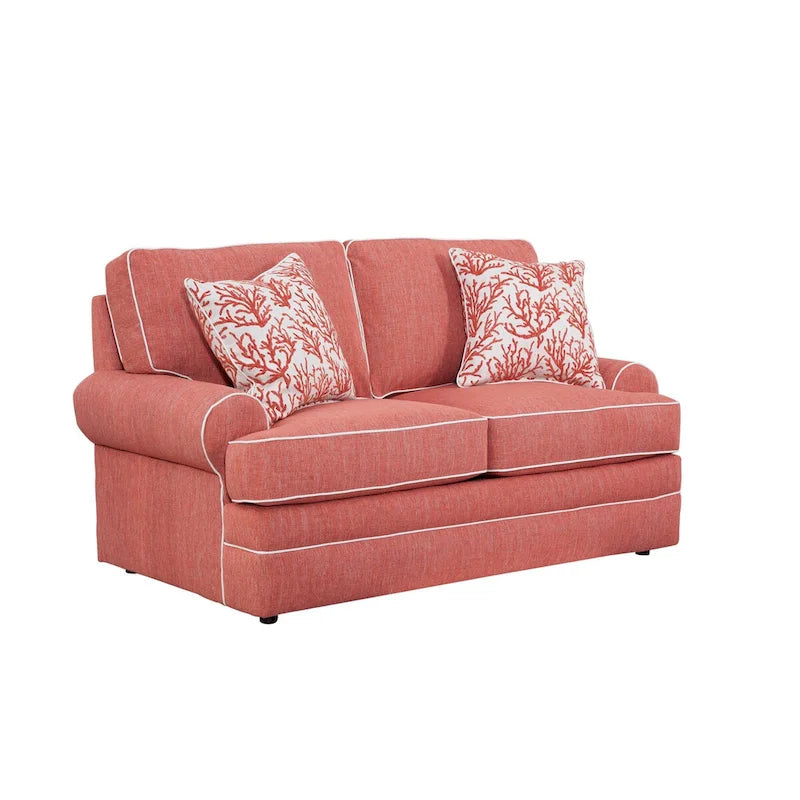 Causeuse corail orangé style bord de mer, 2 places