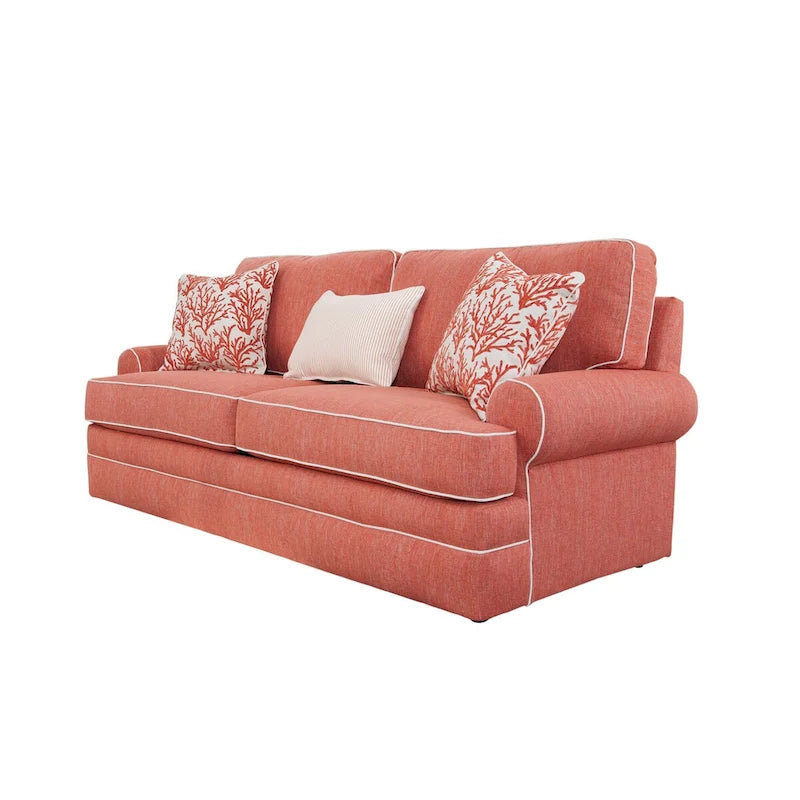Causeuse corail orangé style bord de mer, 2 places