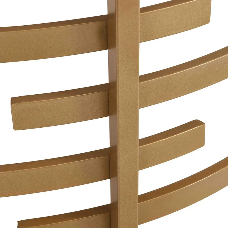 Table basse avec plateau en pierre frittée grise / dorée / argentée et piètement en métal, pour 1