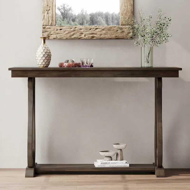 Table console de 48 po, marine/noyer/noir/espresso, étagère ouverte, assemblage par 1 personne