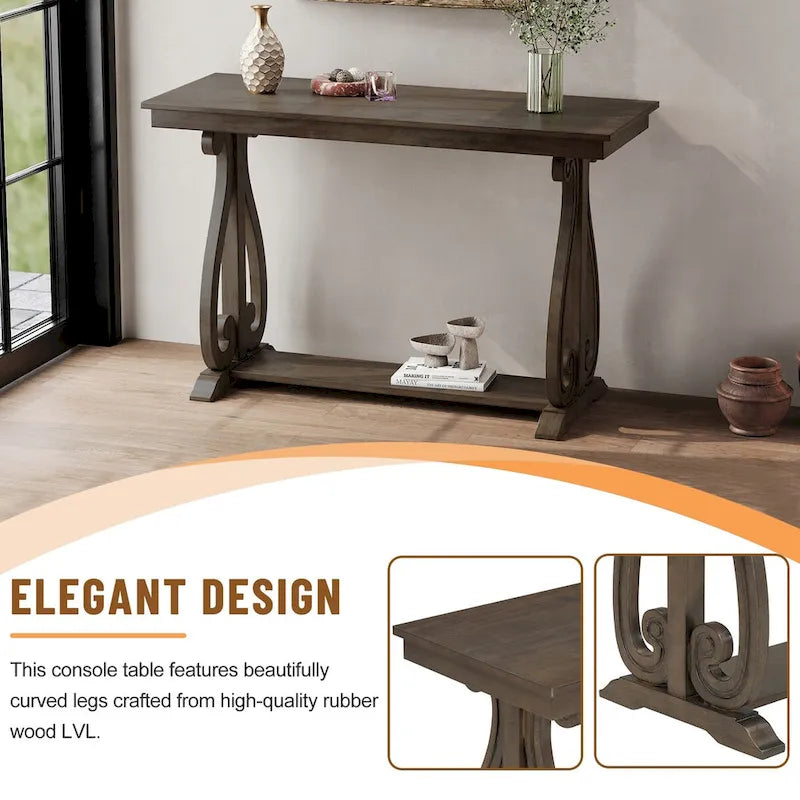 Table console de 48 po, marine/noyer/noir/espresso, étagère ouverte, assemblage par 1 personne