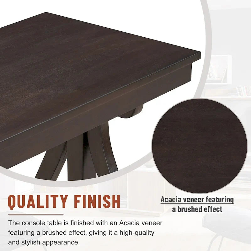 Table console de 48 po, marine/noyer/noir/espresso, étagère ouverte, assemblage par 1 personne