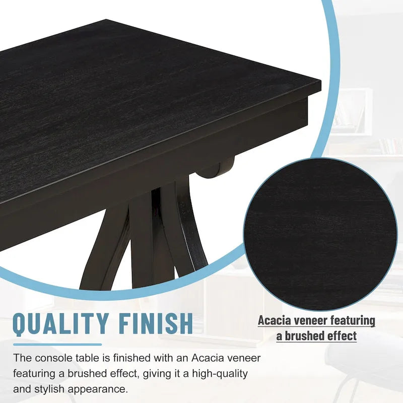 Table console de 48 po, marine/noyer/noir/espresso, étagère ouverte, assemblage par 1 personne