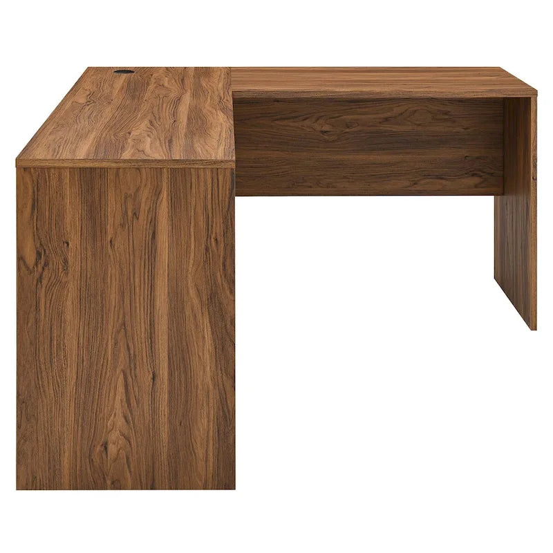 Bureau d'angle en noyer avec plateau coulissant pour clavier, simple