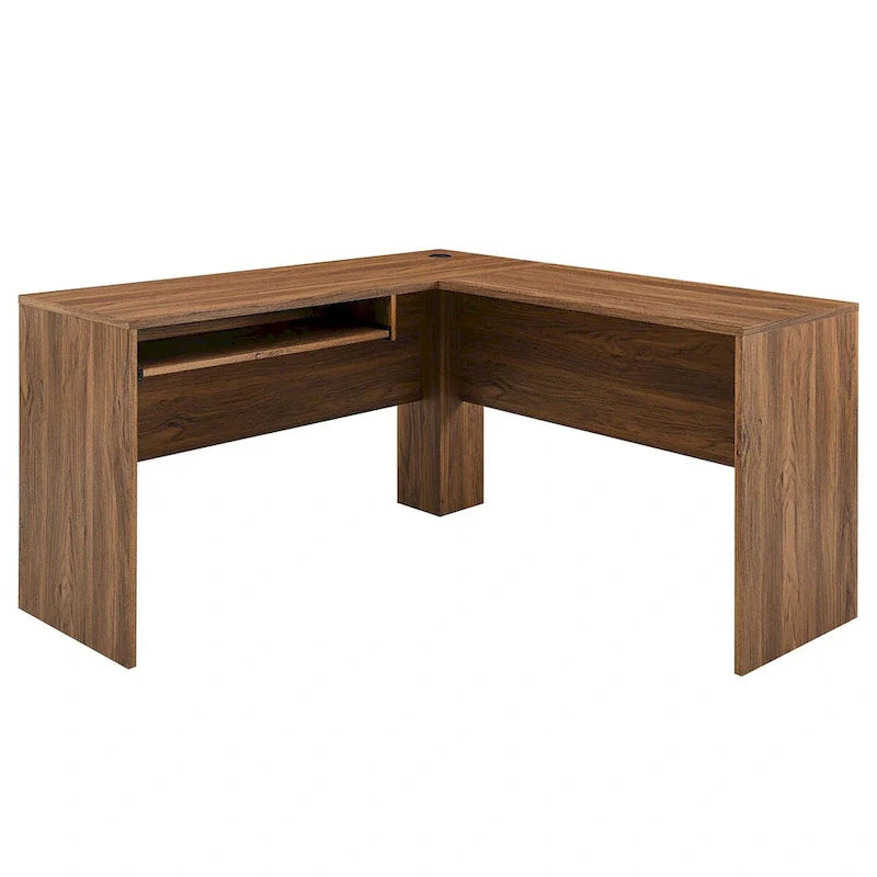 Bureau d'angle en noyer avec plateau coulissant pour clavier, simple