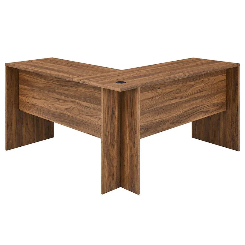 Bureau d'angle en noyer avec plateau coulissant pour clavier, simple